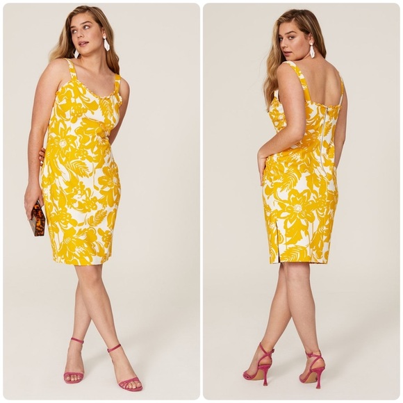 Trina Turk Women’s Zile Floral Ruffle Sleeveless Sheath Bodycon Midi Dress Sz 4 - Picture 3 of 12